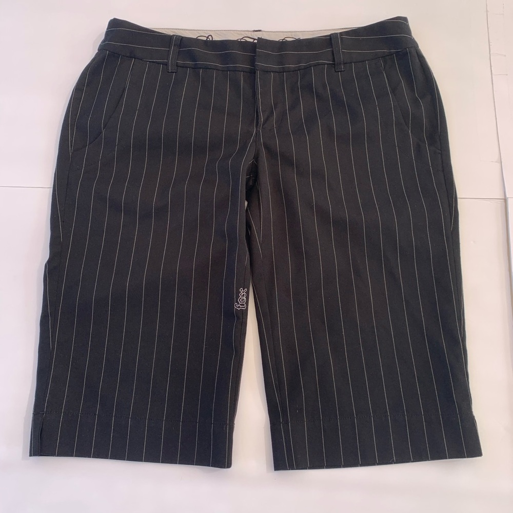 Fox Riders Co Black Pin Striped Trouser Shorts Sz9